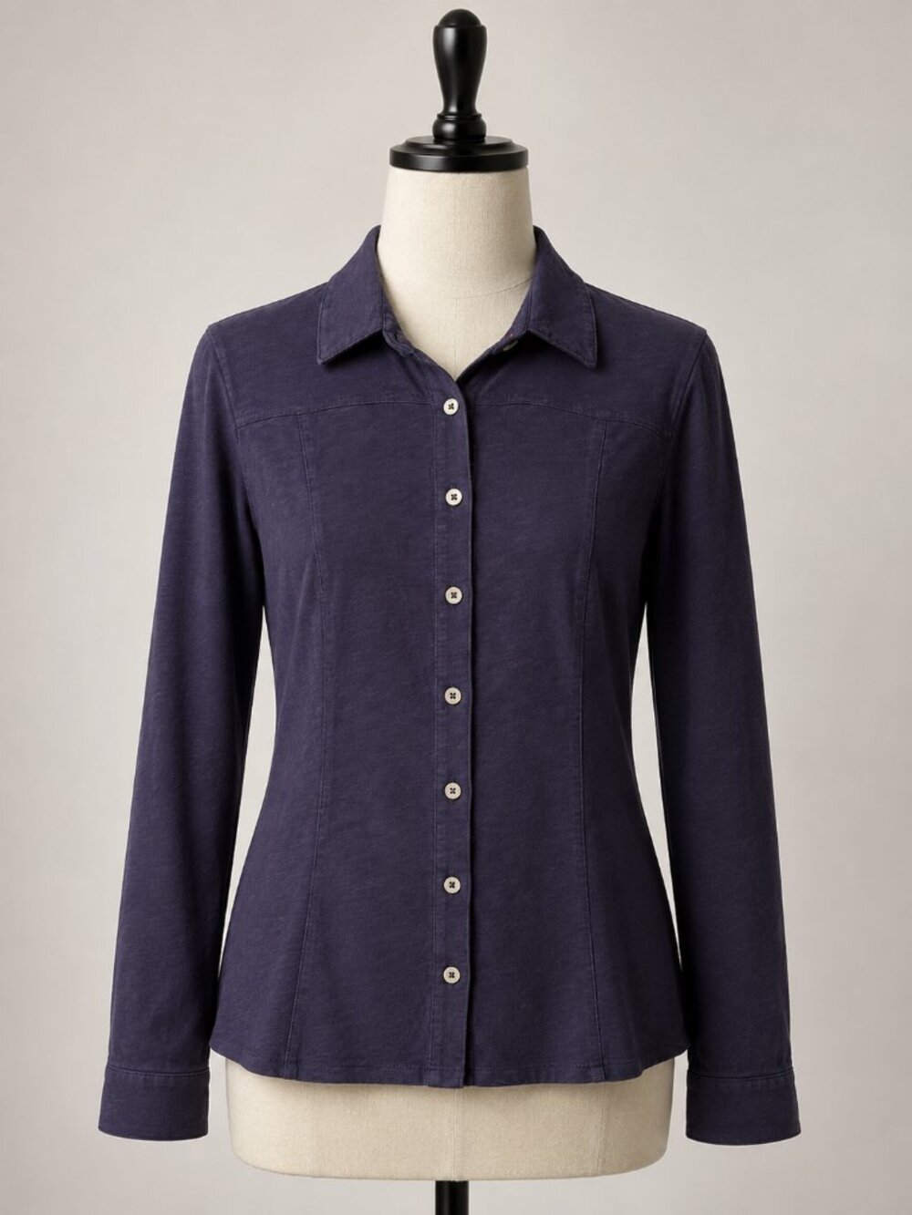 Boden Navy Cotton Long Sleeve Blouse, Size 10